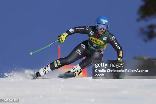 Elena Curtoni of Team Italy in action during the Audi FIS Alpine Ski World Cup Women's Super G on December 04, 2022 in Lake Louise, Canada.