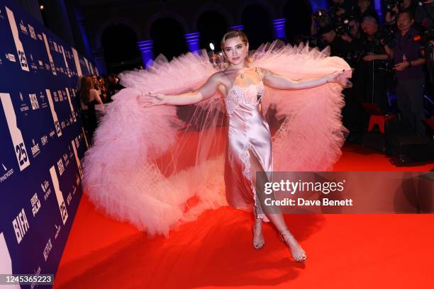 Florence Pugh arrives at the 25th British Independent Film Awards at Old Billingsgate on December 4, 2022 in London, England.