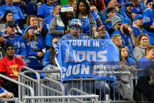 Detroit Lions fan shows his support during to the Detroit Lions versus the Jacksonville Jaguars game on Sunday December 4, 2022 at Ford Field in...