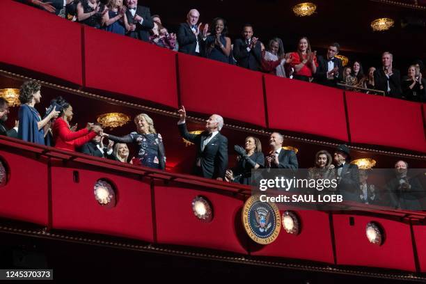 President Joe Biden and US First Lady Jill Biden attend the 45th Kennedy Center Honors at the John F. Kennedy Center for the Performing Arts in...