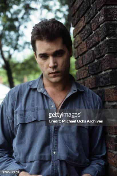 Ray Liotta outside with serious look in a scene from the film 'Dominick And Eugene', 1988.