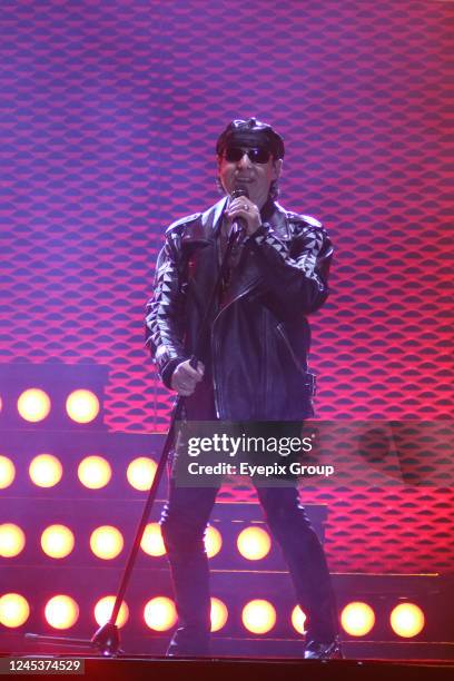 Klaus Meine lead vocalist of the German hard rock band Scorpions performs on the stage during the Hell & Heaven Metal Fest at the Pegasus Forum on...