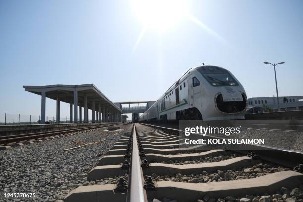 View of the Nigerian Railway Corporation train at the Idu Railway Station during the resumption of Abuja-Kaduna train railway operations in Abuja,...