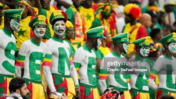 Supporters of Senegal prior to the FIFA World Cup Qatar 2022 Round of 16 match between England and Senegal at Al Bayt Stadium on December 4, 2022 in...