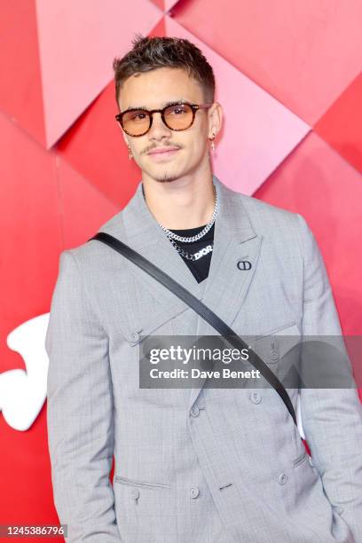 Romeo Beckham arrives at The Fashion Awards 2022 at Royal Albert Hall on December 5, 2022 in London, England.