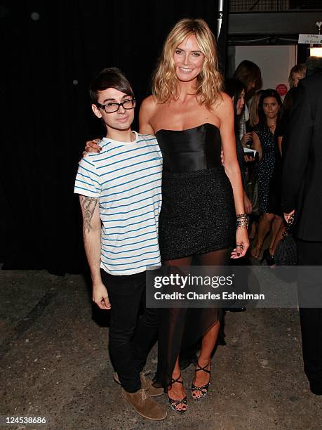 Designer Christian Siriano and TV personality Heidi Klum attend the Christian Siriano Spring 2012 fashion show during Mercedes-Benz Fashion Week at...