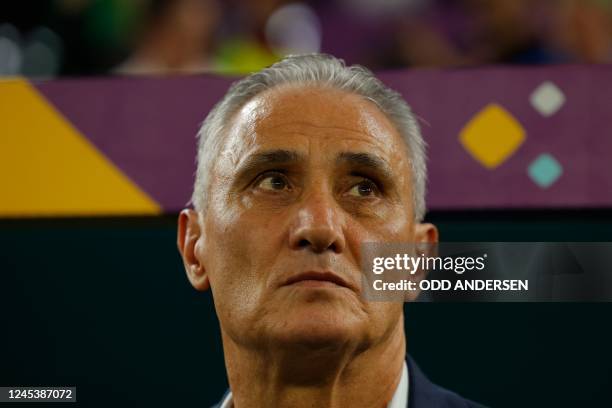 Brazil's coach Tite attends the Qatar 2022 World Cup round of 16 football match between Brazil and South Korea at Stadium 974 in Doha on December 5,...