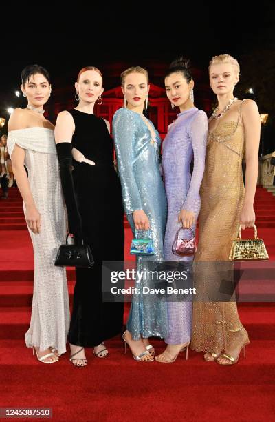 Grace Elizabeth, Karen Elson, Fran Summers, Estelle Chen and Cara Taylor attend The Fashion Awards 2022 at Royal Albert Hall on December 5, 2022 in...