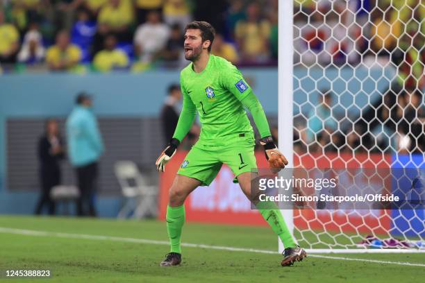 Brazil goalkeeper Alisson Becker during the FIFA World Cup Qatar 2022 Round of 16 match between Brazil and South Korea at Stadium 974 on December 5,...