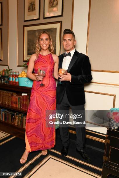 Rosie Taylor and guest are pictured enjoying a Malfy cocktail ahead of The Fashion Awards 2022, at 11 Cadogan Gardens on December 5, 2022 in London,...