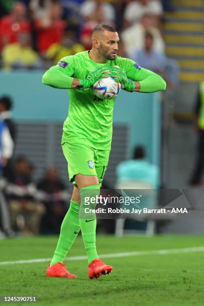 Weverton Pereira da Silva of Brazil during the FIFA World Cup Qatar 2022 Round of 16 match between Brazil and South Korea at Stadium 974 on December...