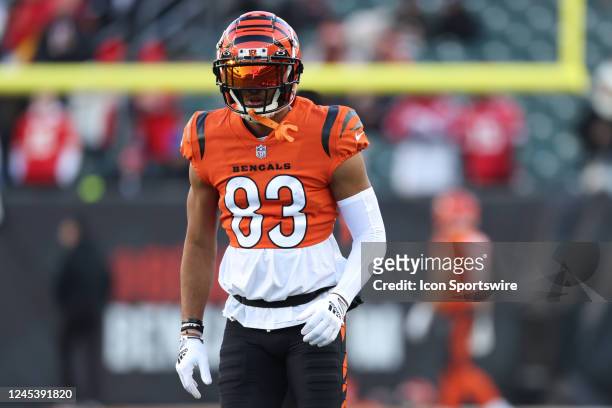 Cincinnati Bengals wide receiver Tyler Boyd warms up before the game against the Kansas City Chiefs and the Cincinnati Bengals on December 3 at the...