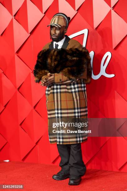 Kojey Radical arrives at The Fashion Awards 2022 at Royal Albert Hall on December 5, 2022 in London, England.