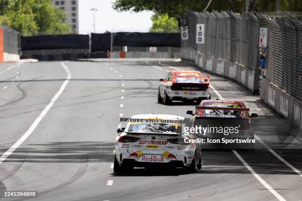 Anton De Pasquale of the Shell V-Power Racing Team Ford Mustang GT followed by Will Davison of the Shell V-Power Racing Team Ford Mustang GT during...