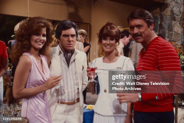 Tawny Kitaen, Anthony Newley, Bridget Hanley, Chad Everett appearing in the ABC tv movie 'Malibu'.