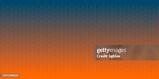abstract geometric background - mosaic with triangle patterns - orange gradient - orange and blue background stock illustrations