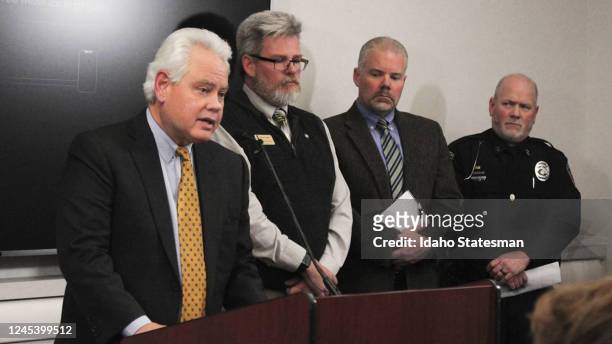 From left, University of Idaho President Scott Green, Dean of Students Blaine Eckles, Provost and Executive Vice President Torrey Lawrence, and...