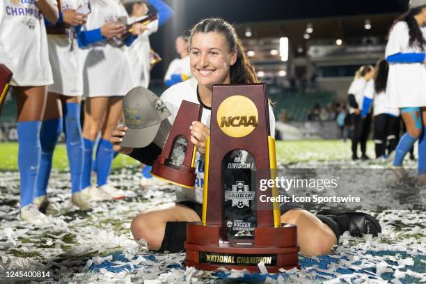 Bruins Goalkeeper Lauren Brzkcy celebrates winning the NCAA Division 1 Womens College Cup Soccer National Championship during the NCAA Division 1...