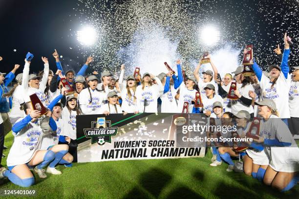 Bruins players celebrate winning the NCAA Division 1 Womens College Cup Soccer National Championship during the NCAA Division 1 Womens College Cup...