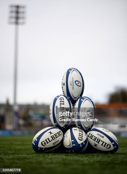 Dublin , Ireland - 5 December 2022; A general view of Champions Cup balls during a Leinster Rugby squad training session at Energia Park in Dublin.