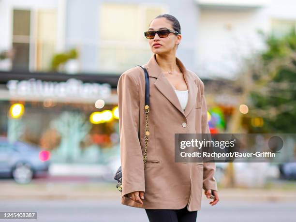 Shanina Shaik is seen on December 05, 2022 in Los Angeles, California.