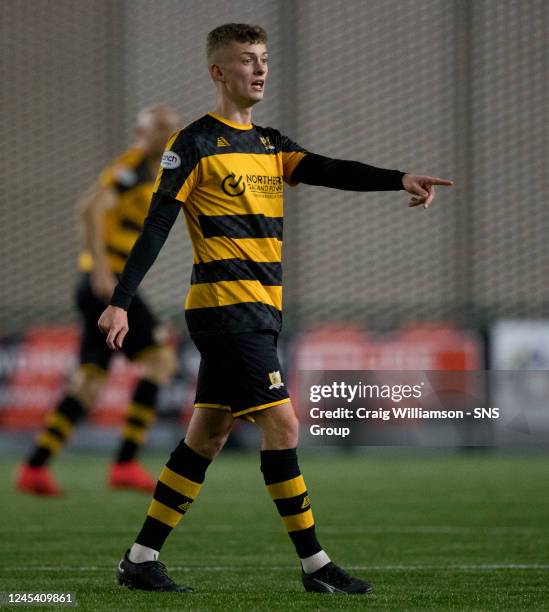 Alloa's Murray Miller during a Scottish Cup third round match between Open Goal Broomhill and Alloa Athletic at Broadwood Stadium, on November 25 in...