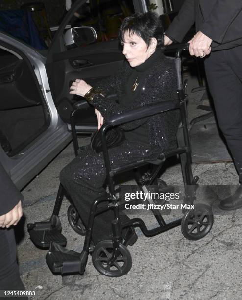 Liza Minnelli is seen on December 5, 2022 in Los Angeles, California.