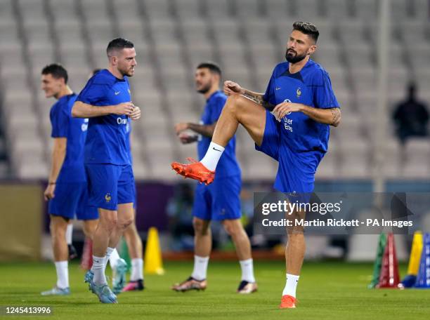 France's Olivier Giroud during a training session at the Al Sadd Sports Club in Doha, Qatar. Picture date: Tuesday December 6, 2022.