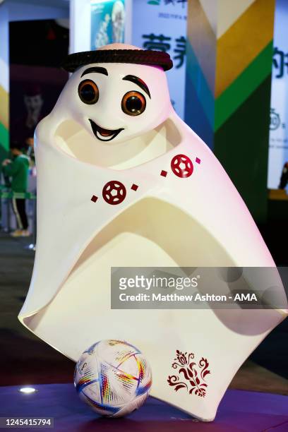 Laeeb the tournament mascot at Lusail Stadium the venue for the FIFA World Cup Qatar 2022 Round of 16 match between Portugal and Switzerland at...