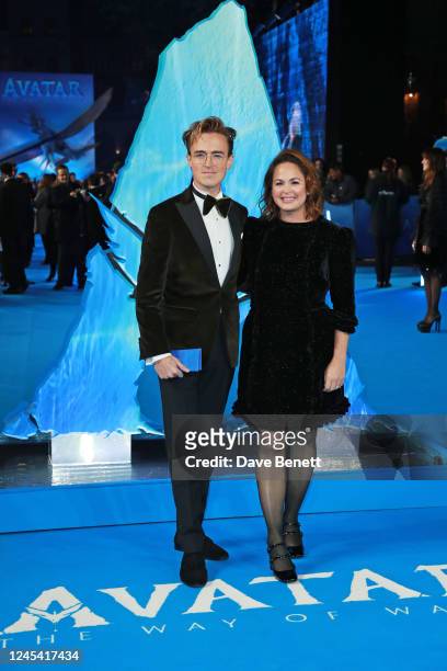 Tom Fletcher and Giovanna Fletcher attend the World Premiere of James Cameron's "Avatar: The Way Of Water" at Odeon Luxe Leicester Square on December...
