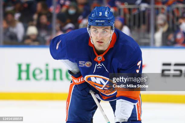 Cole Bardreau of the New York Islanders in action against the Nashville Predators at UBS Arena on December 02, 2022 in Elmont, New York. New York...
