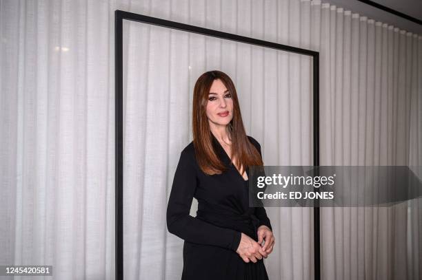 Italian actress and model Monica Bellucci poses for photos in New York City on December 6, 2022.