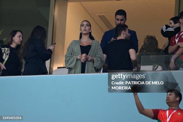 Spanish model and partner of Portugal's forward Cristiano Ronaldo, Georgina Rodriguez arrives to attend the Qatar 2022 World Cup round of 16 football...