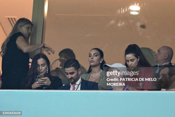 Spanish model and partner of Portugal's forward Cristiano Ronaldo, Georgina Rodriguez attends the Qatar 2022 World Cup round of 16 football match...