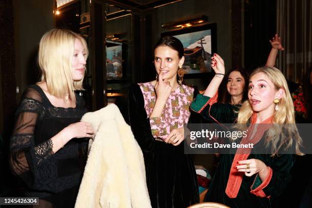 Ella Richards, Giorgiana Arco-Zinneberg and Ayesha Shand attend Muzungu Sisters' 10 Year Anniversary Dinner hosted by Tatiana Santo Domingo, Dana...