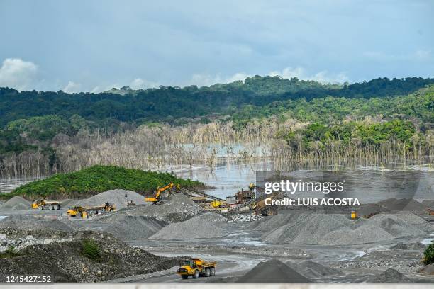 View of machines working at Cobre Panama mine in Donoso, province of Colon, 120 km west of Panama City, on December 06, 2022. - The foreign-owned...