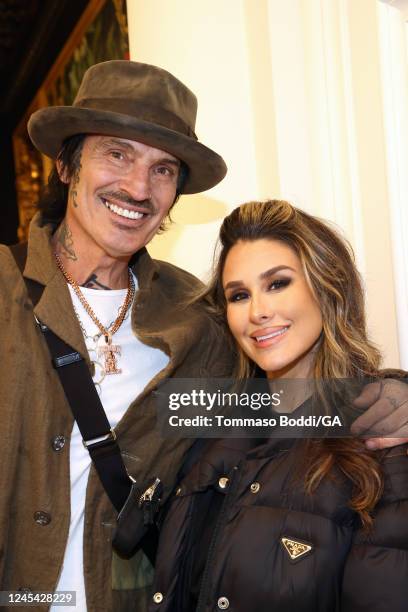 Tommy Lee and Brittany Furlan attend the Philipp Plein x Snoop Dogg sneaker unveiling at Private Residence on December 05, 2022 in Bel Air,...