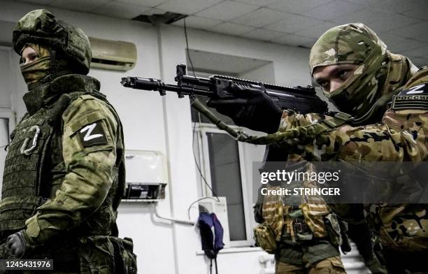 Volunteers have a military training in Rostov on December 6 amid the ongoing Russian military action in Ukraine.