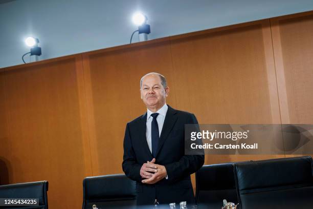 German Chancellor Olaf Scholz arrives for the weekly government cabinet meeting on December 7, 2022 in Berlin, Germany. High on the meeting's agenda...