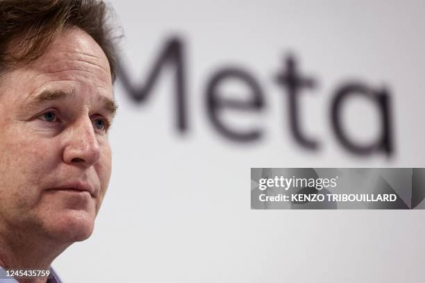 Meta President Global Affairs Nick Clegg speaks during a press conference at the Meta showroom in Brussels on December 07, 2022.