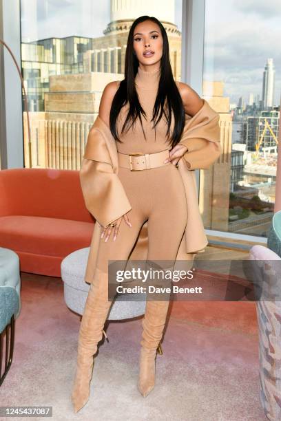 Maya Jama attends the British GQ Christmas Lunch hosted by Adam Baidawi to celebrate the launch of the BMW XM at JOIA on December 7, 2022 in London,...