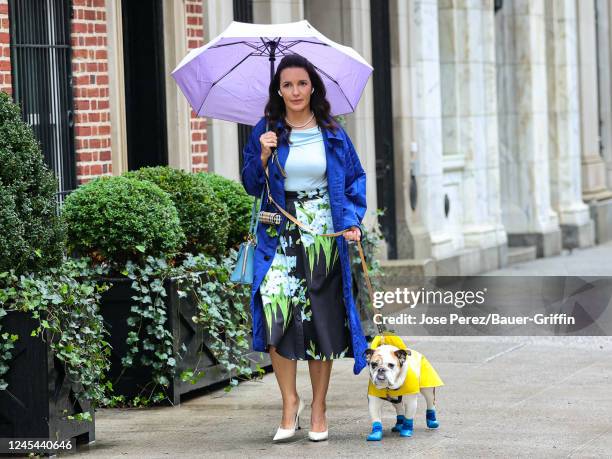 Kristin Davis is seen on the set of 'And Just Like That' on December 07, 2022 in New York City.