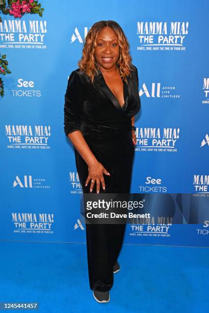 Angie Greaves attends a VIP Gala Night at "Mamma Mia! The Party" at The O2 Arena on December 7, 2022 in London, England.