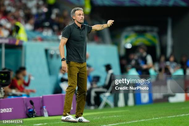 Luis Enrique head coach of Spain during the FIFA World Cup Qatar 2022 Round of 16 match between Morocco and Spain at Education City Stadium on...