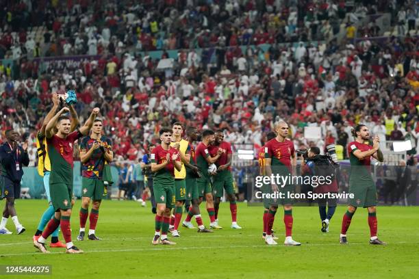 Players of Portugal applauds the fans after the FIFA World Cup Qatar 2022 Round of 16 match between Portugal and Switzerland at Lusail Stadium on...