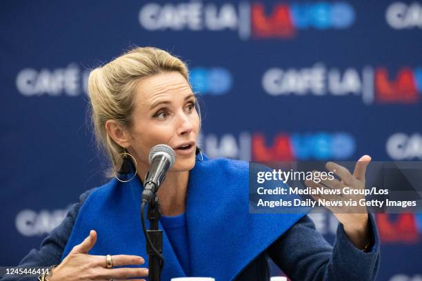 Los Angeles, CA Jennifer Siebel Newsom, wife of Gov. Gavin Newsom, attends a roundtable discussion on California's landmark investment in school...