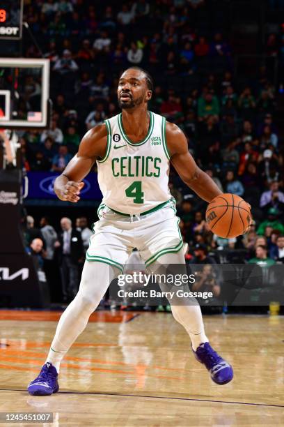 Noah Vonleh of the Boston Celtics dribbles the ball during the game against the Phoenix Suns on December 7, 2022 at Footprint Center in Phoenix,...