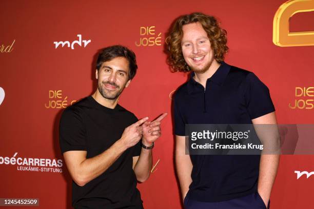 Max Giesinger and Michael Schulte during the 28th annual Jose Carreras Gala at Media City Leipzig on December 7, 2022 in Leipzig, Germany.