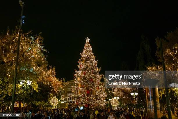 The Christmas Tree in Syntagma square in Athens, Greece on December 7, 2022.