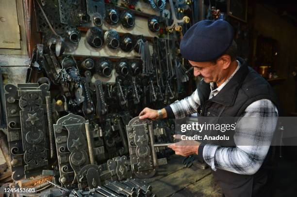 Locksmith Huseyin Sahin Ozdemir works at his workshop to make doorlocks for historical houses in Safranbolu district, which was inscribed on UNESCO...